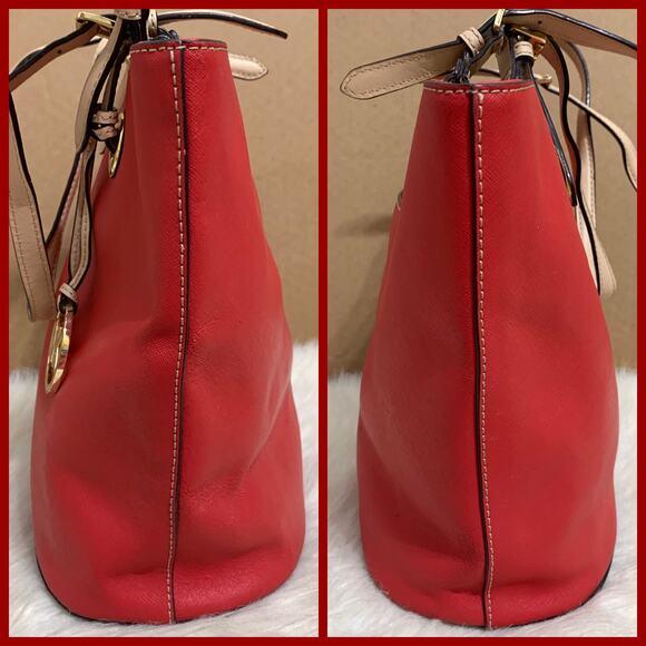 MICHAEL KORS Red Saffiano Leather Medium Size JET SET Tote - Picture 4 of 15